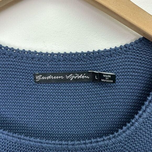 Gudrun Sjoden Women’s Navy Knit Square Neck Pullover Sweater - Picture 3 of 9